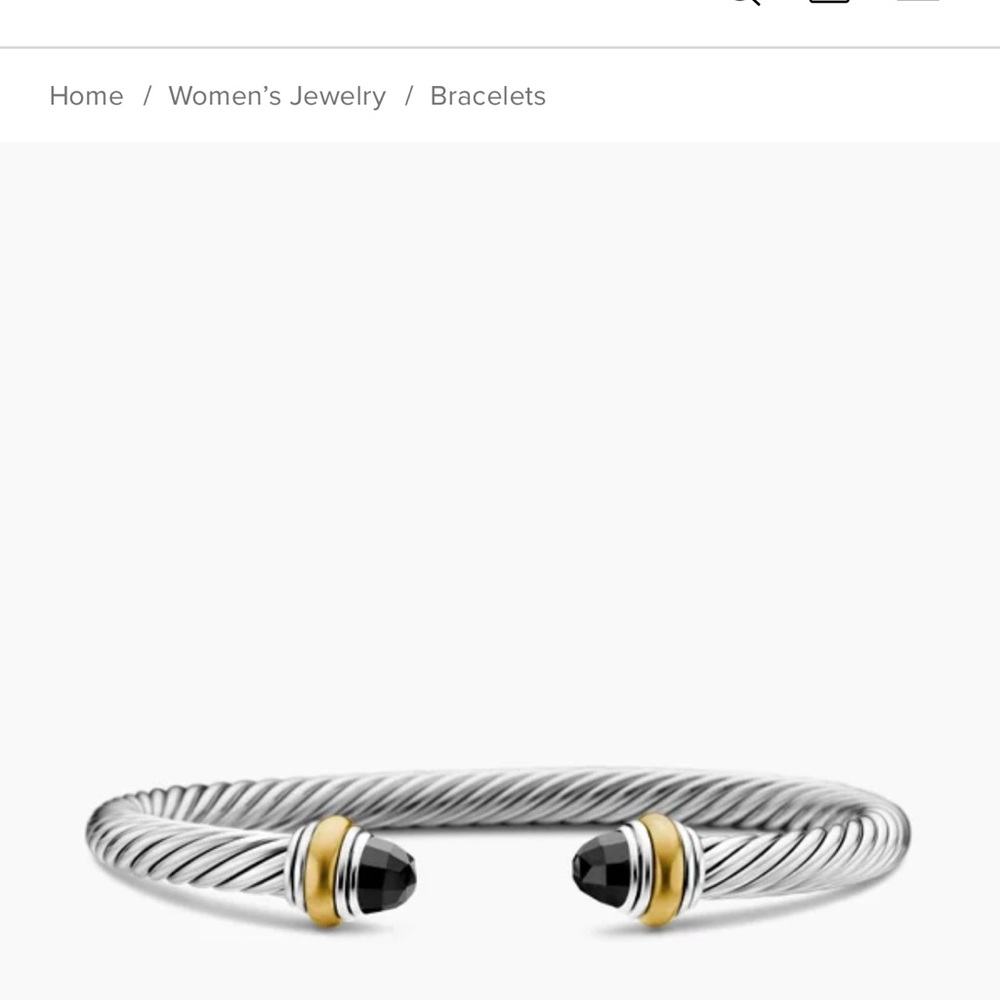 David Yurman Silver Bracelet with Gold and Black Accents
